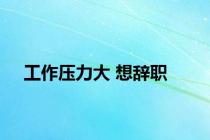 工作压力大 想辞职