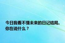今日我看不懂未来的日记结局。你在说什么？
