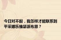 今日对不起，我怎样才能联系到平采娜乐维瑟派布恩？