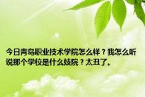 今日青岛职业技术学院怎么样？我怎么听说那个学校是什么妓院？太丑了。