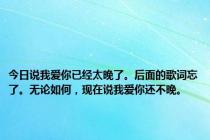 今日说我爱你已经太晚了。后面的歌词忘了。无论如何，现在说我爱你还不晚。
