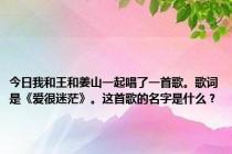 今日我和王和姜山一起唱了一首歌。歌词是《爱很迷茫》。这首歌的名字是什么？