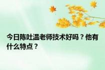 今日陈吐温老师技术好吗？他有什么特点？