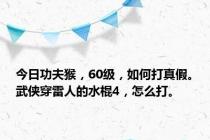 今日功夫猴，60级，如何打真假。武侠穿雷人的水棍4，怎么打。