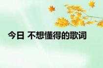 今日 不想懂得的歌词