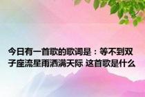 今日有一首歌的歌词是：等不到双子座流星雨洒满天际 这首歌是什么