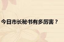 今日市长秘书有多厉害？
