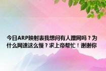 今日ARP映射表我想问有人蹭网吗？为什么网速这么慢？求上帝帮忙！谢谢你