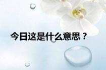今日这是什么意思？