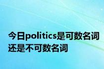 今日politics是可数名词还是不可数名词