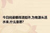 今日问渠哪得清如许,为有源头活水来,什么意思?