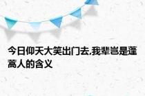 今日仰天大笑出门去,我辈岂是蓬蒿人的含义