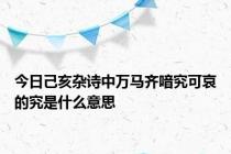 今日己亥杂诗中万马齐喑究可哀的究是什么意思