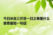 今日冰冻三尺非一日之寒是什么意思最短一句话