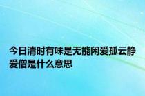 今日清时有味是无能闲爱孤云静爱僧是什么意思