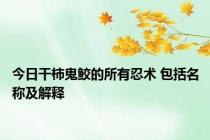 今日干柿鬼鲛的所有忍术 包括名称及解释