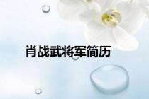 肖战武将军简历