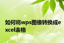 如何将wps图像转换成excel表格