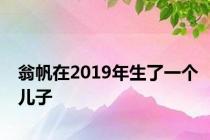 翁帆在2019年生了一个儿子