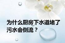 为什么厨房下水道堵了污水会倒流？
