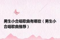 男生小合唱歌曲有哪些（男生小合唱歌曲推荐）