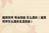 魔兽世界 专业技能 怎么遗忘（魔兽世界怎么遗忘生活技能）