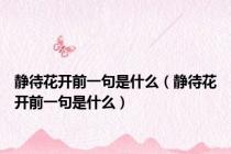 静待花开前一句是什么（静待花开前一句是什么）