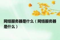 网络服务器是什么（网络服务器是什么）