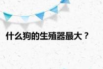 什么狗的生殖器最大？