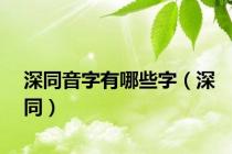 深同音字有哪些字（深同）