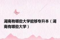 湖南有哪些大学能够专升本（湖南有哪些大学）