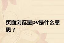 页面浏览量pv是什么意思？