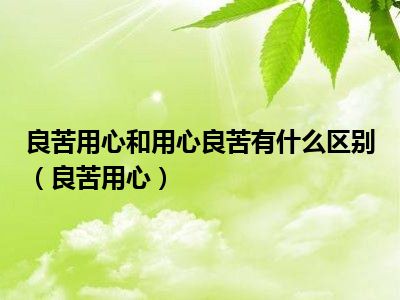 良苦用心和用心良苦有什么区别（良苦用心）