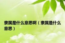 隶属是什么意思啊（隶属是什么意思）