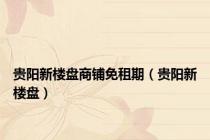 贵阳新楼盘商铺免租期（贵阳新楼盘）