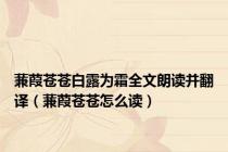 蒹葭苍苍白露为霜全文朗读并翻译（蒹葭苍苍怎么读）