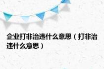 企业打非治违什么意思（打非治违什么意思）