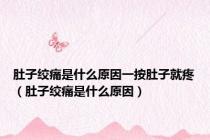 肚子绞痛是什么原因一按肚子就疼（肚子绞痛是什么原因）