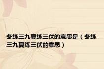 冬练三九夏练三伏的意思是（冬练三九夏练三伏的意思）