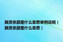 融资余额是什么意思举例说明（融资余额是什么意思）