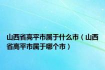 山西省高平市属于什么市（山西省高平市属于哪个市）