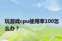 玩游戏cpu使用率100怎么办？