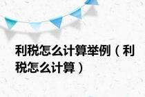利税怎么计算举例（利税怎么计算）