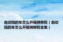 自动挡的车怎么开视频教程（自动挡的车怎么开视频教程全集）