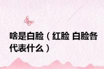 啥是白脸（红脸 白脸各代表什么）