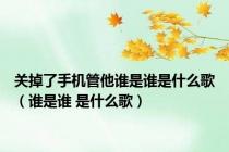 关掉了手机管他谁是谁是什么歌（谁是谁 是什么歌）