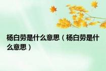 杨白劳是什么意思（杨白劳是什么意思）