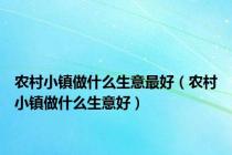 农村小镇做什么生意最好（农村小镇做什么生意好）