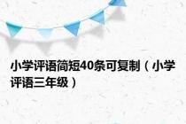 小学评语简短40条可复制（小学评语三年级）