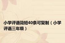 小学评语简短40条可复制（小学评语三年级）